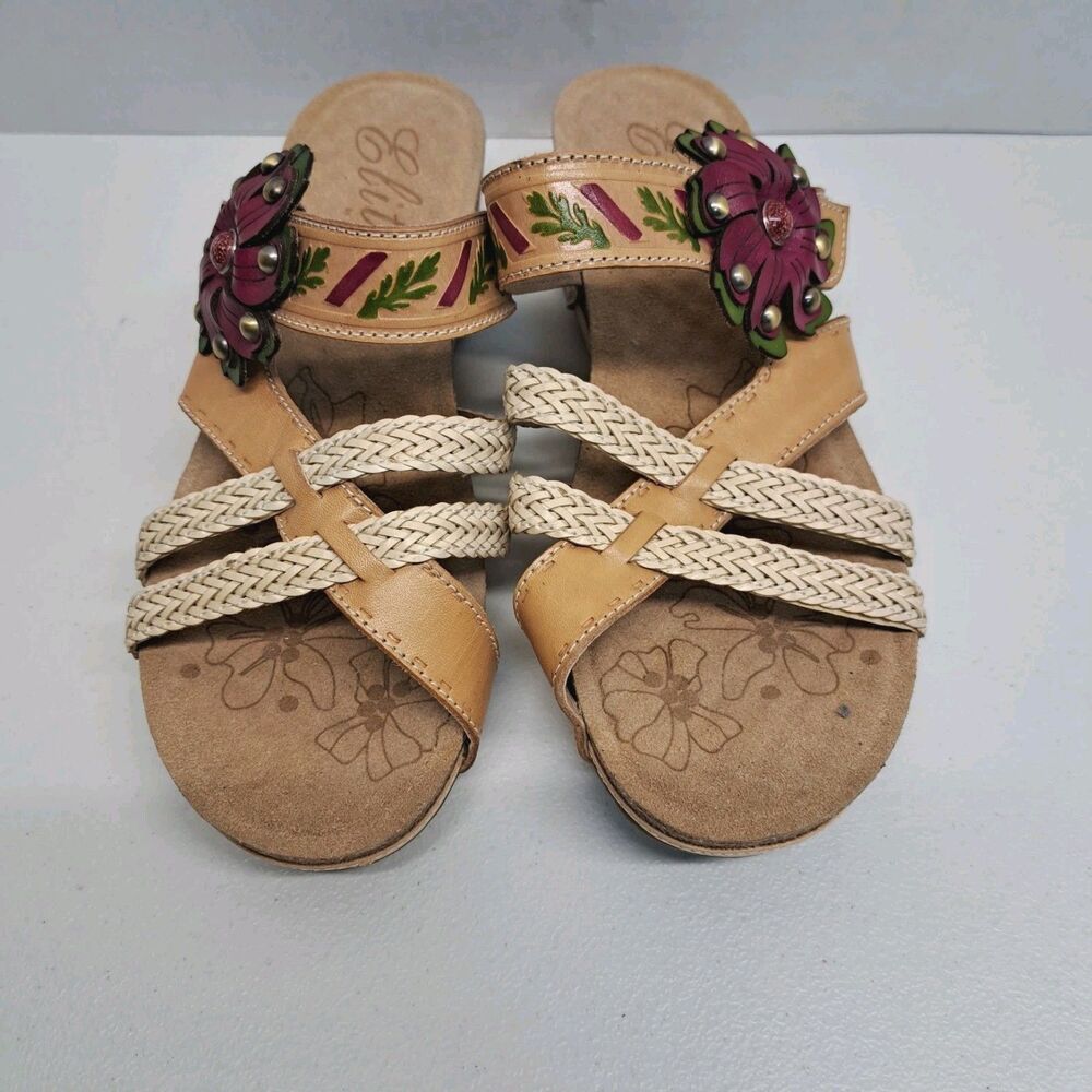 Elite by Corkys Wedge Slip On Leather Sandals Women's 8